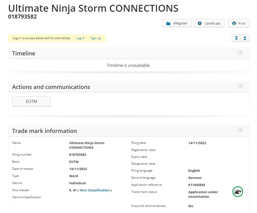 《火影忍者疾风传 终极风暴》续作有望！万代南梦宫娱乐申请「Ultimate Ninja Storm Connections」商标