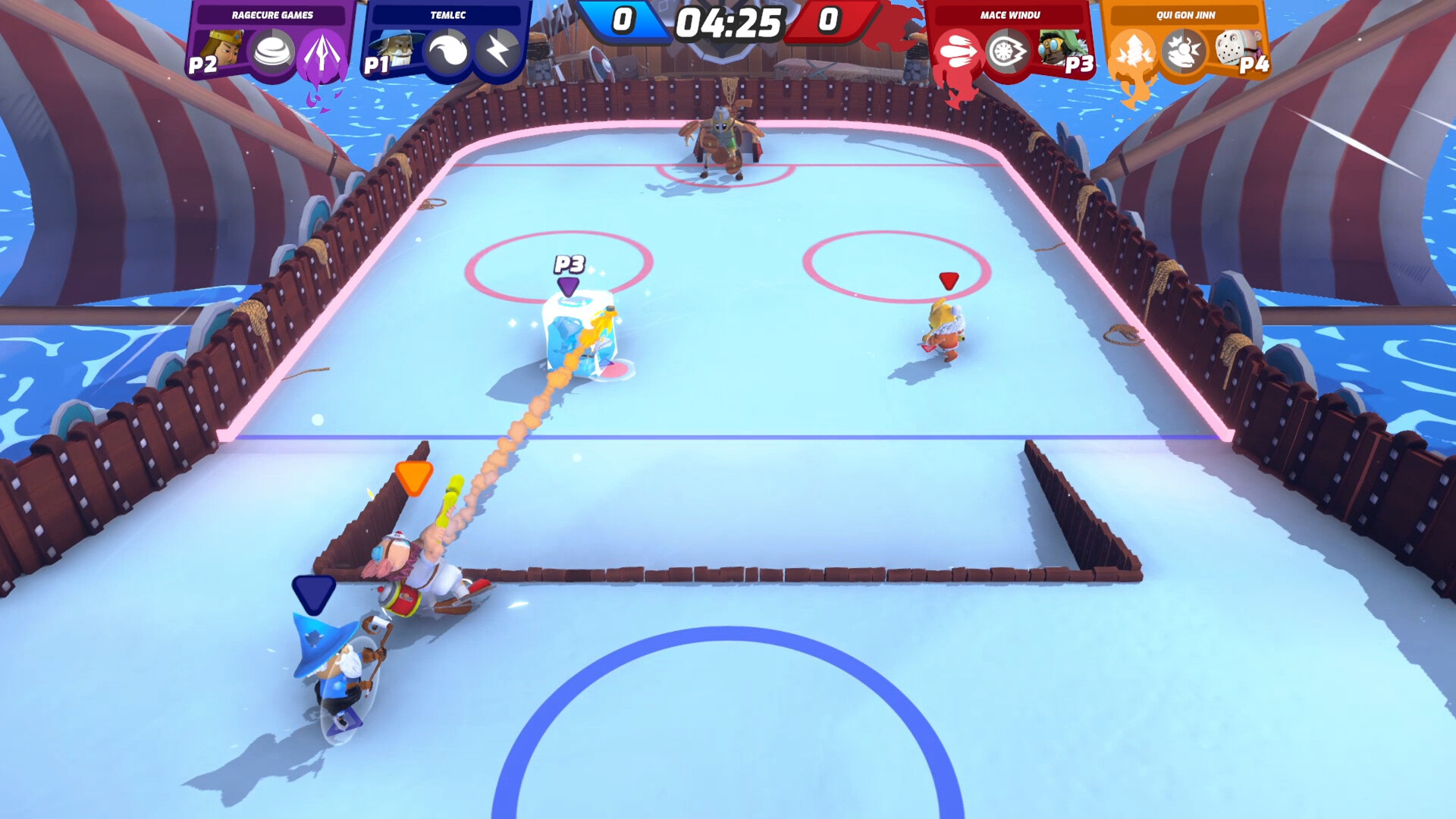 动作游戏《冰球大莽斗》今日首次公开展开3V3的冰上曲棍球赛！