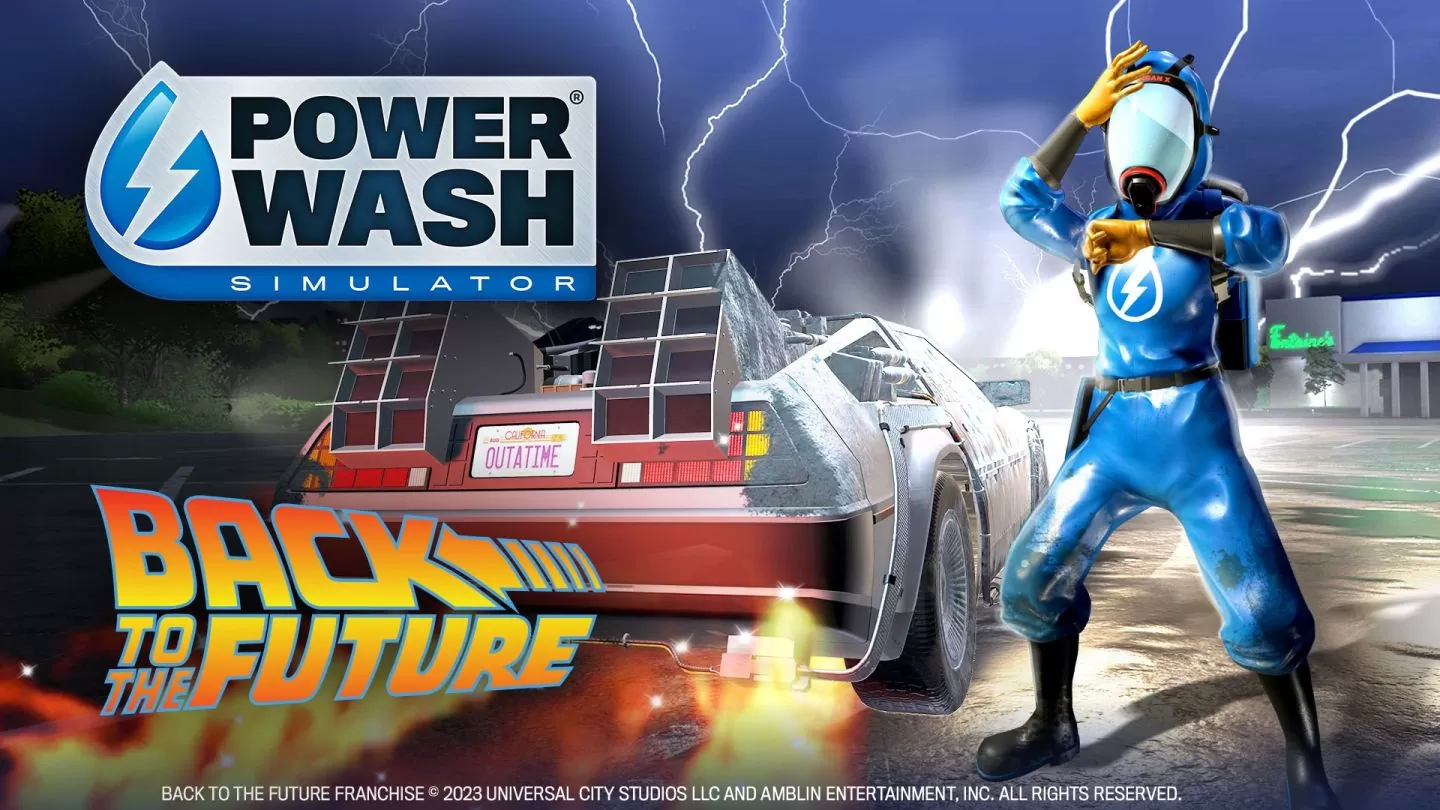 《PowerWash Simulator 水洗模拟器》付费 DLC「回到未来特别套组」正式推出