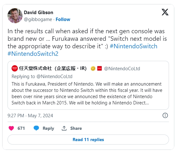 任天堂社长确认新主机为「Switch 新机型」，网猜有高机率向下相容