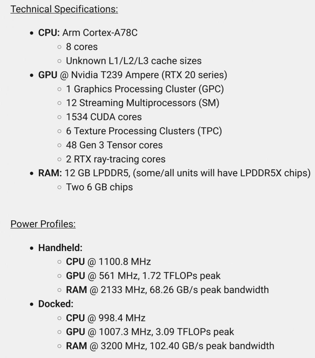 任天堂Switch 2规格疑似曝光 效能仅为RTX 3060的四分之一